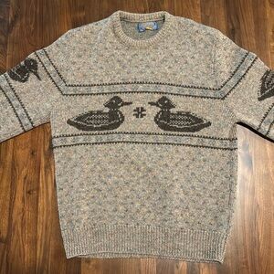 Pendleton Duck medium Sweater. Tan / Grey / Brown. Made in USA